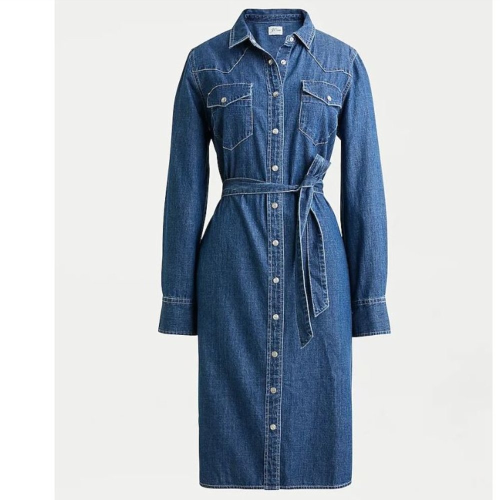 J. Crew Indigo Denim Shirt Midi Dress